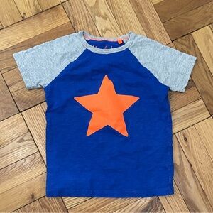 Mini Boden Blue Raglan Tee with Orange Star